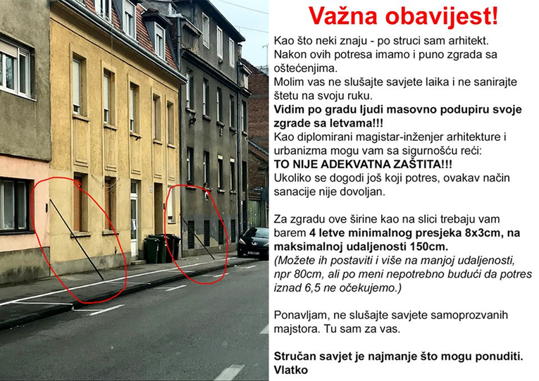 Zagrebački komičar nasmijao objavom: Vidim da ljudi podupiru zgrade letvama...