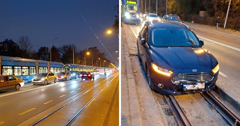 FOTO Auto upao u raskopanu tramvajsku prugu na Maksimiru