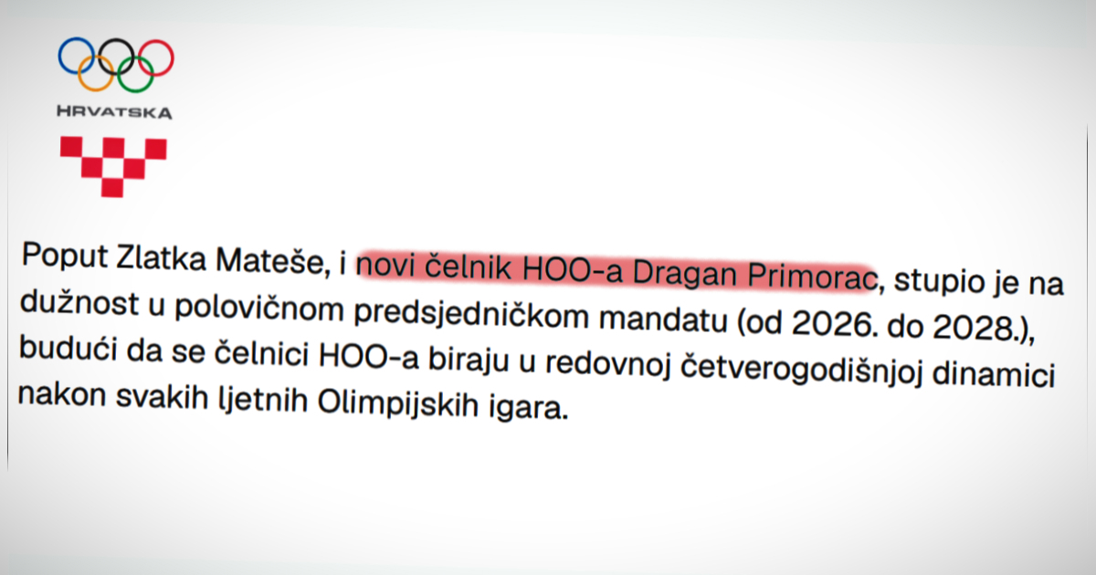 HOO objavio priopćenje o novom šefu. U jednoj rečenici piše da je to Dragan Primorac