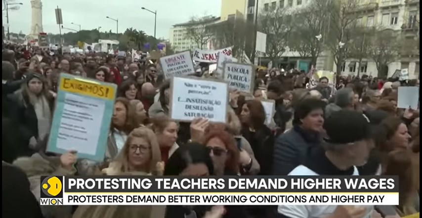 Deseci tisuća učitelja izašli na ulice u Lisabonu, traže bolje plaće i uvjete