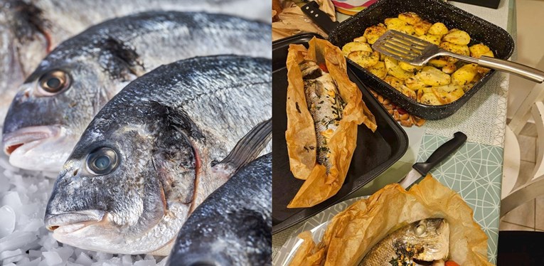 Petkom riba: Brancin i orada iz škartoca, pečeni krumpir i tršćanski umak