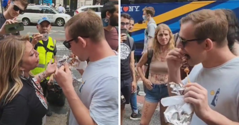 VIDEO Tip ušetao među vegane i jeo kebab, vikali su na njega: "Što ti misliš tko si?"
