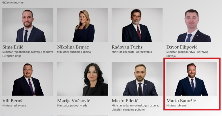 Na stranicama vlade Banožić je i dalje ministar