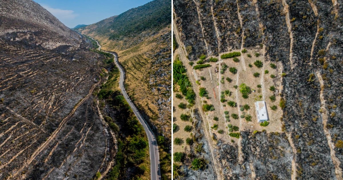 FOTO Vatra kod Splita progutala pola brda, izgorjelo sve osim ove kućice