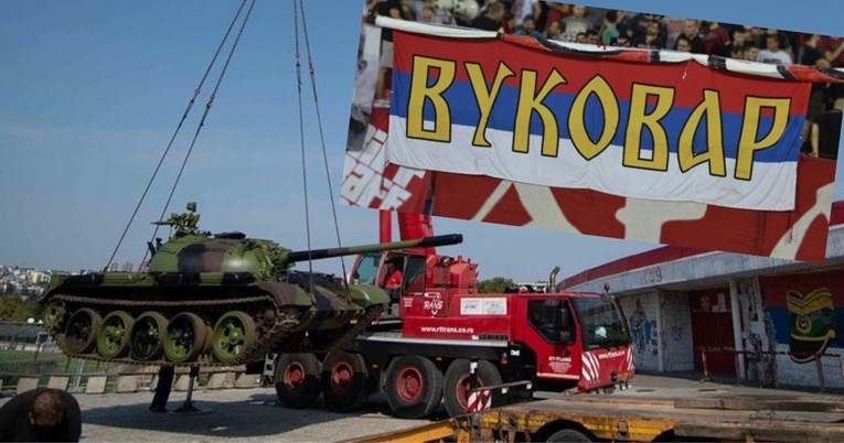 Crvena zvezda ispred stadiona postavila tenk iz Vukovara