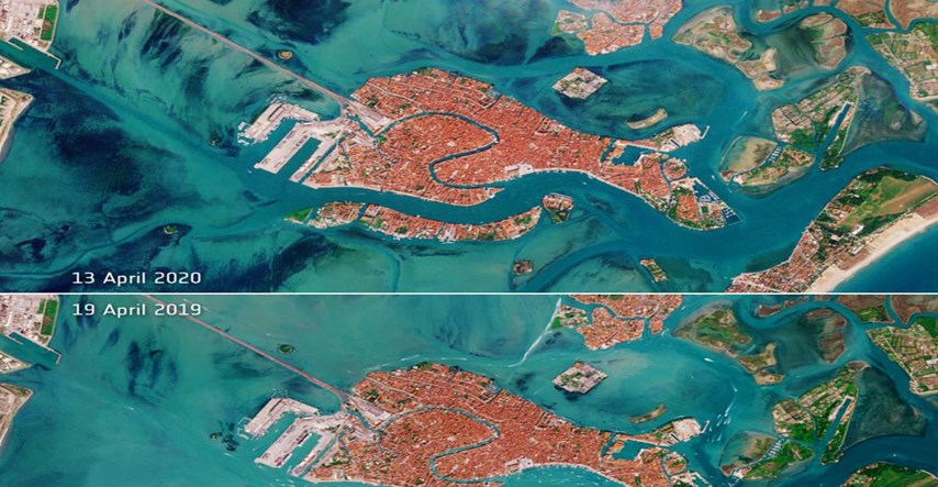FOTO Snimke iz svemira pokazuju koliko se Venecija promijenila zbog koronavirusa
