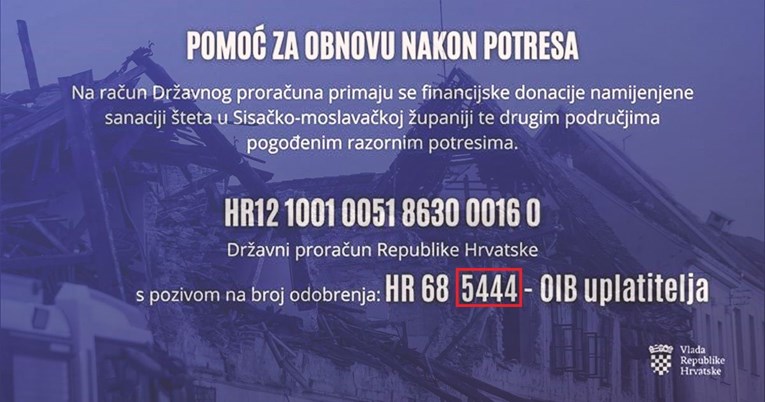 Provjerili smo broj vladinog računa za stradale od potresa