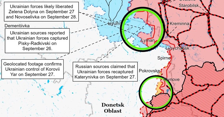 Institut za rat: Rusi bi mogli izgubiti novi grad u Donjecku, Ukrajinci ih okružuju