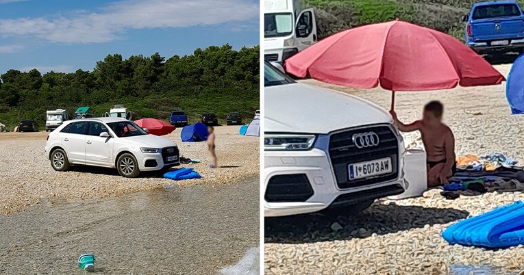 FOTO Audi austrijskih registracija parkirali na plaži kod Biograda, metar od mora