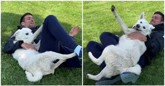 Novak Đoković igrao se sa psom na travnjaku, njegova Jelena poslala dirljivu poruku