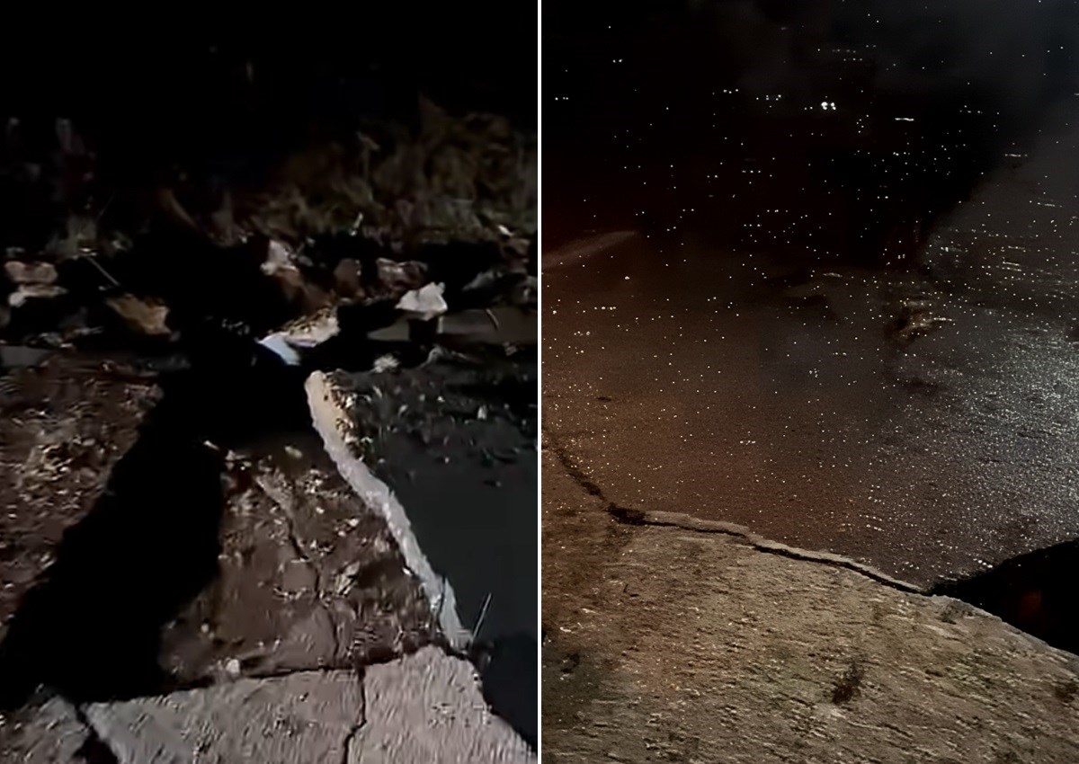 VIDEO Na Pelješcu napukla cesta zbog udara groma