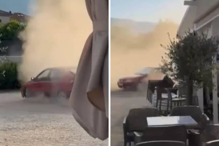VIDEO Autom driftao pored plaže i kafića u Kaštelima. Policija ga našla
