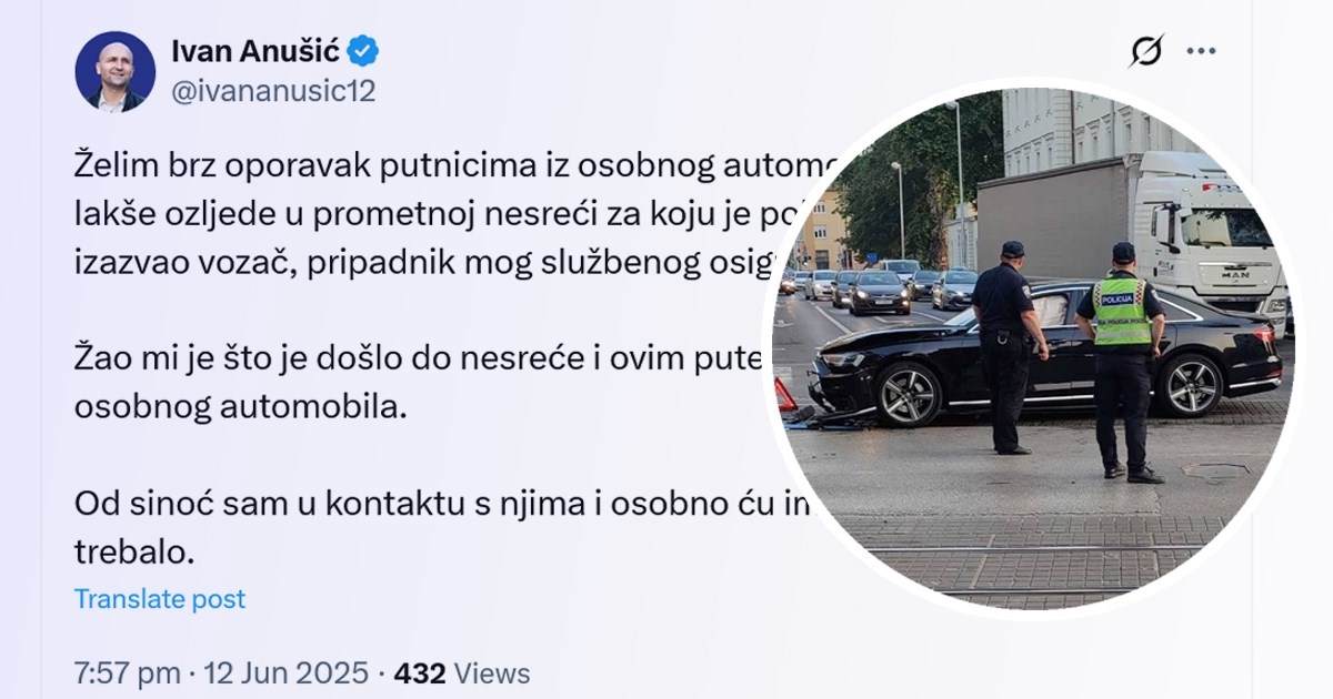 Anušić: Prometnu je izazvao vozač iz mog osiguranja