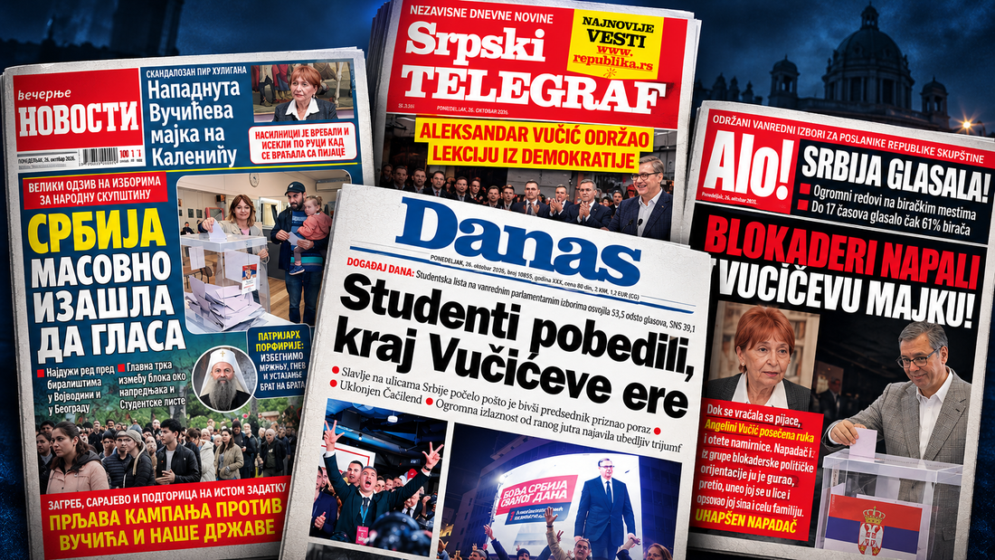 Pogledajte današnje naslovnice novina u Srbiji. Razlike su ogromne