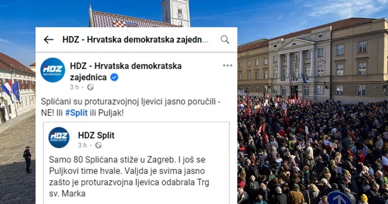 HDZ: Samo 80 Splićana stiglo na prosvjed. I Puljkovi se time hvale