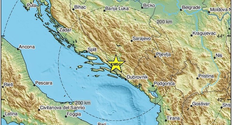 Potres magnitude 2.8 po Richteru osjetio se na jugu Hrvatske, epicentar u BiH