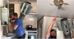 Postao hit na internetu: Ukrajinac se ležerno brije dok mu sa stropa visi raketa