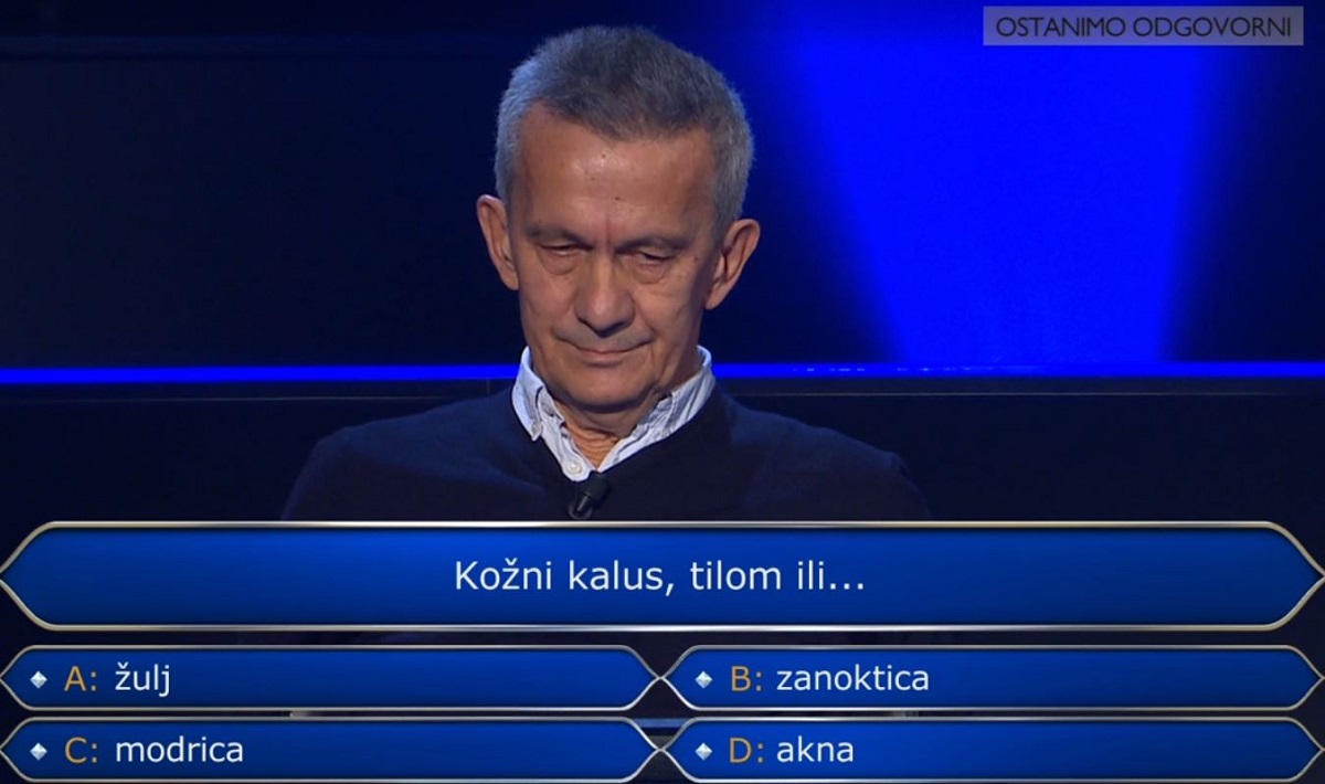 Gađao na pitanju za 125.000 kuna i promašio, biste li vi znali što je kožni kalus?
