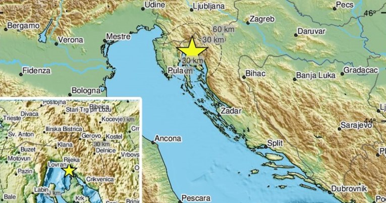Noćas se kod Rijeke osjetio potres magnitude 2.6