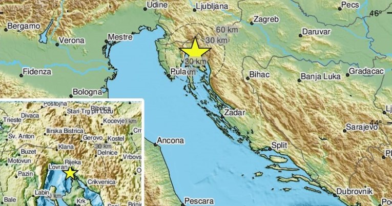 Noćas se kod Rijeke osjetio potres magnitude 2.6
