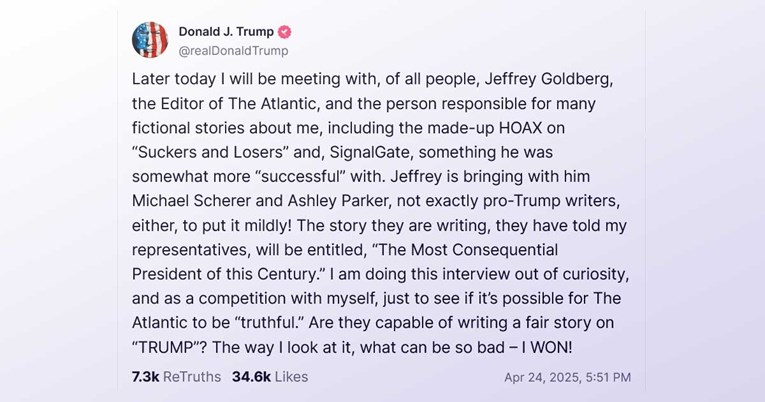 Trump daje intervju novinarima koji su ga nazvali luzerom i prevarantom