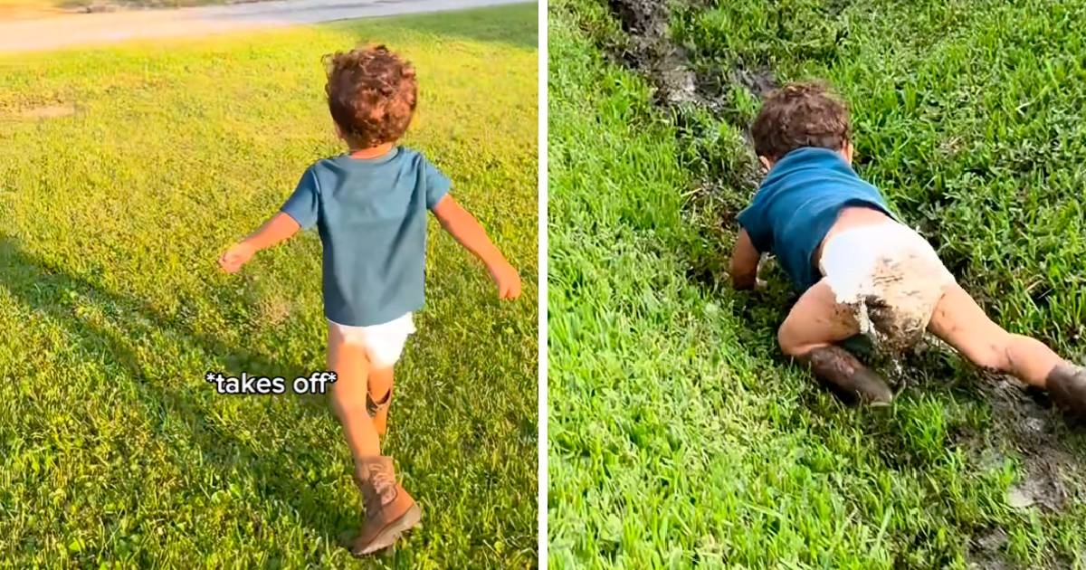 Mama rekla sinu da se ne uprlja dok trči. On je, naravno, učinio potpuno suprotno