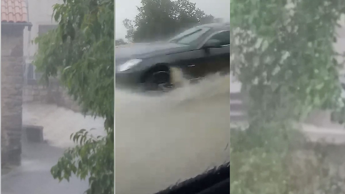 VIDEO Snažno nevrijeme zahvatilo Pazin i okolicu, sve je bilo pod vodom