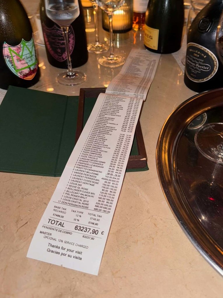 Širi se fotka računa od 63.000 eura iz restorana na Mallorci - i svi se pitaju isto
