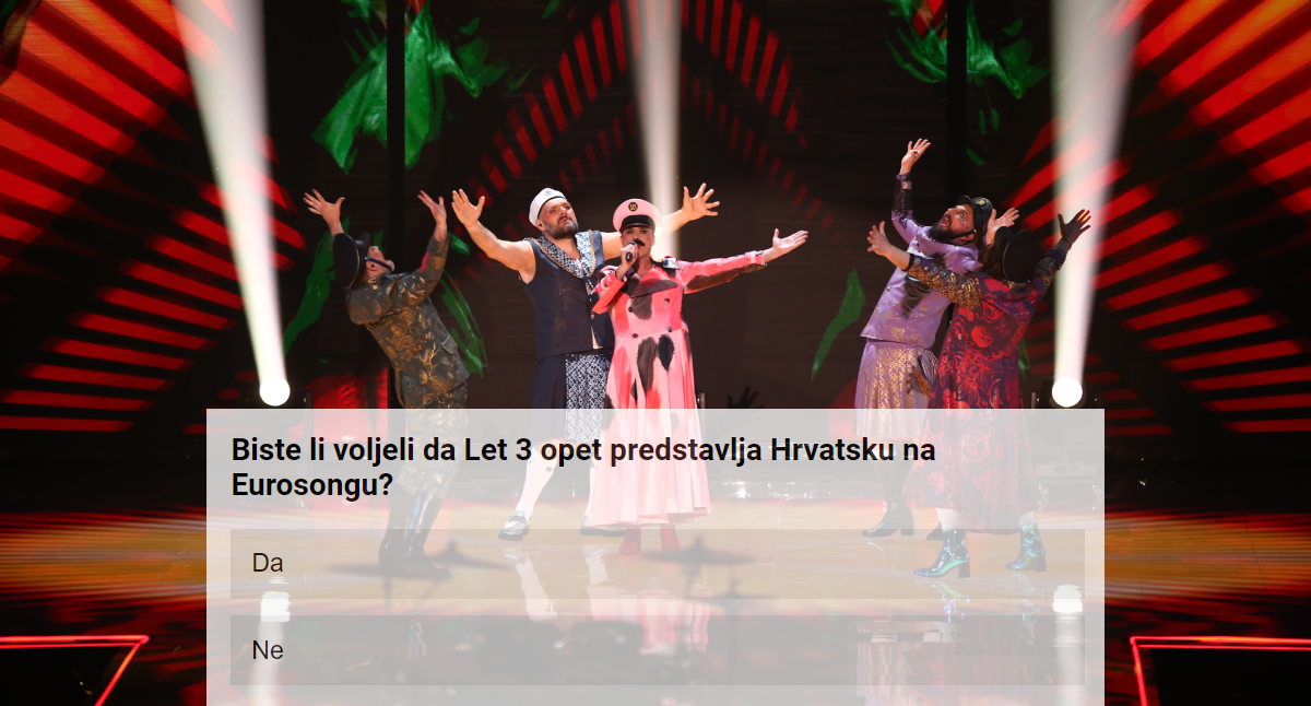 ANKETA Biste li voljeli da Let 3 opet predstavlja Hrvatsku na Eurosongu?
