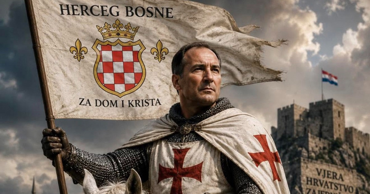 Štimac se na Fejsu predstavlja kao vitez Herceg-Bosne. Jaše na konju u ratnoj opremi