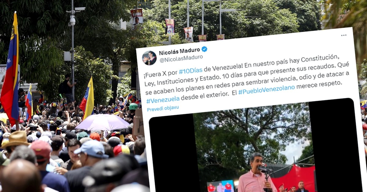 Maduro blokirao X na deset dana