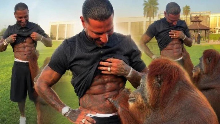Orangutan nije mogao prestati dirati Quaresmine trbušnjake. Pogledajte viralnu snimku