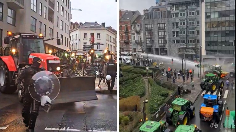 Seljaci probijaju barikade u Bruxellesu, policija bježi. Aktivirani vodeni topovi