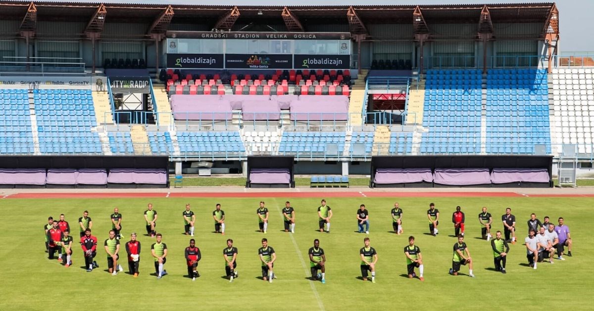 Gorica players were the first HNL players to kneel: "Together against racism."