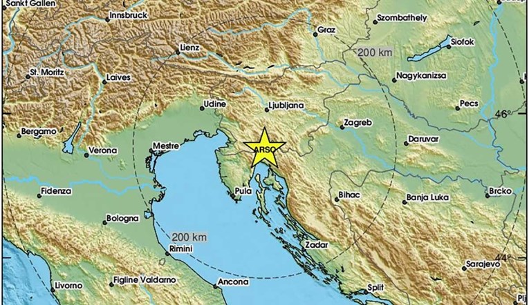 Slab potres na riječkom području
