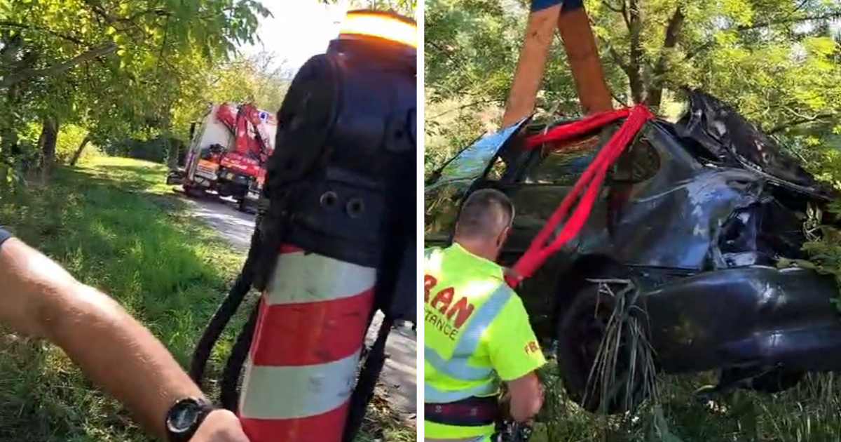 FOTO Auto u Dugoj Resi sletio u Mrežnicu, vozač završio u bolnici