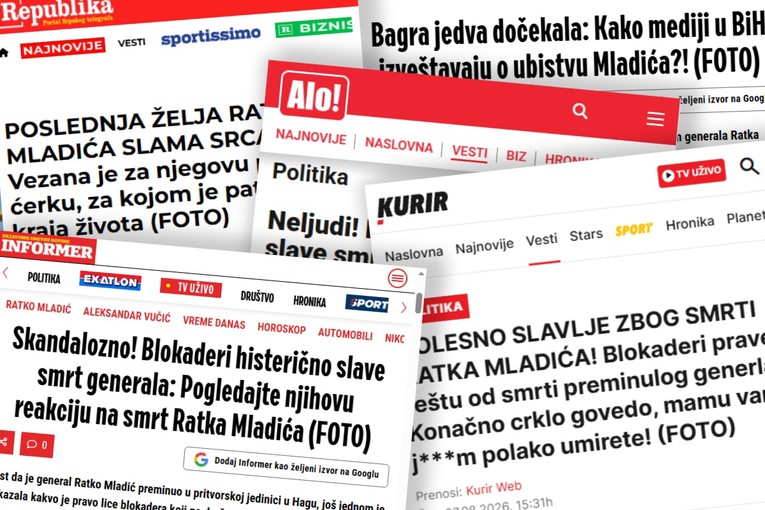 "Bagra jedva dočekala". Ovako srpski režimski mediji pišu o Ratku Mladiću