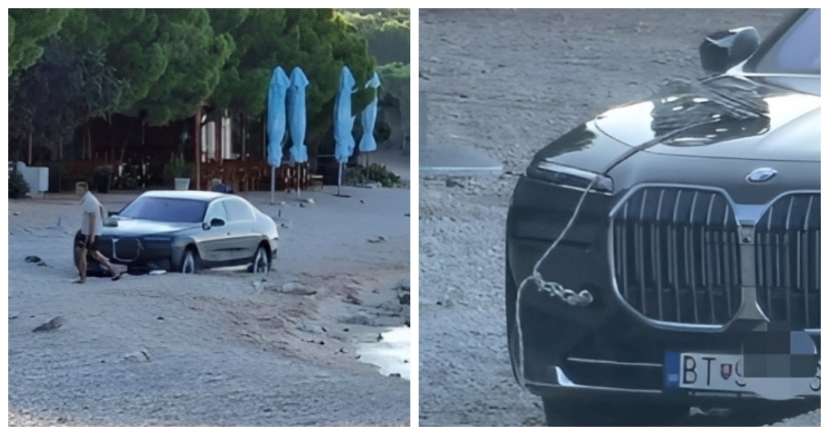 Slovak parkirao BMW na plažu na Pagu pa ga pokušavao užetom izvući na cestu