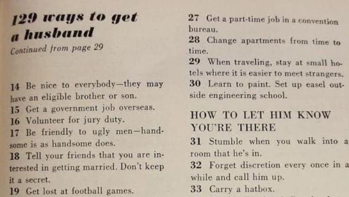 Ovako su 1958. savjetovali žene kako pronaći muža: "Ne družite se s tužnim curama"