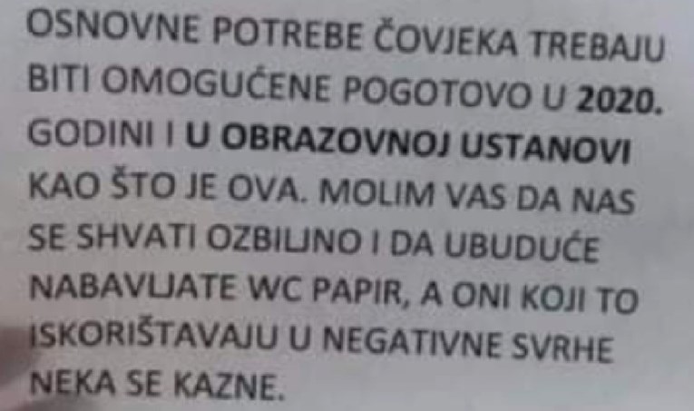 Koprivnički srednjoškolci u školu donijeli WC papir, zbog toga će dobiti ukore?