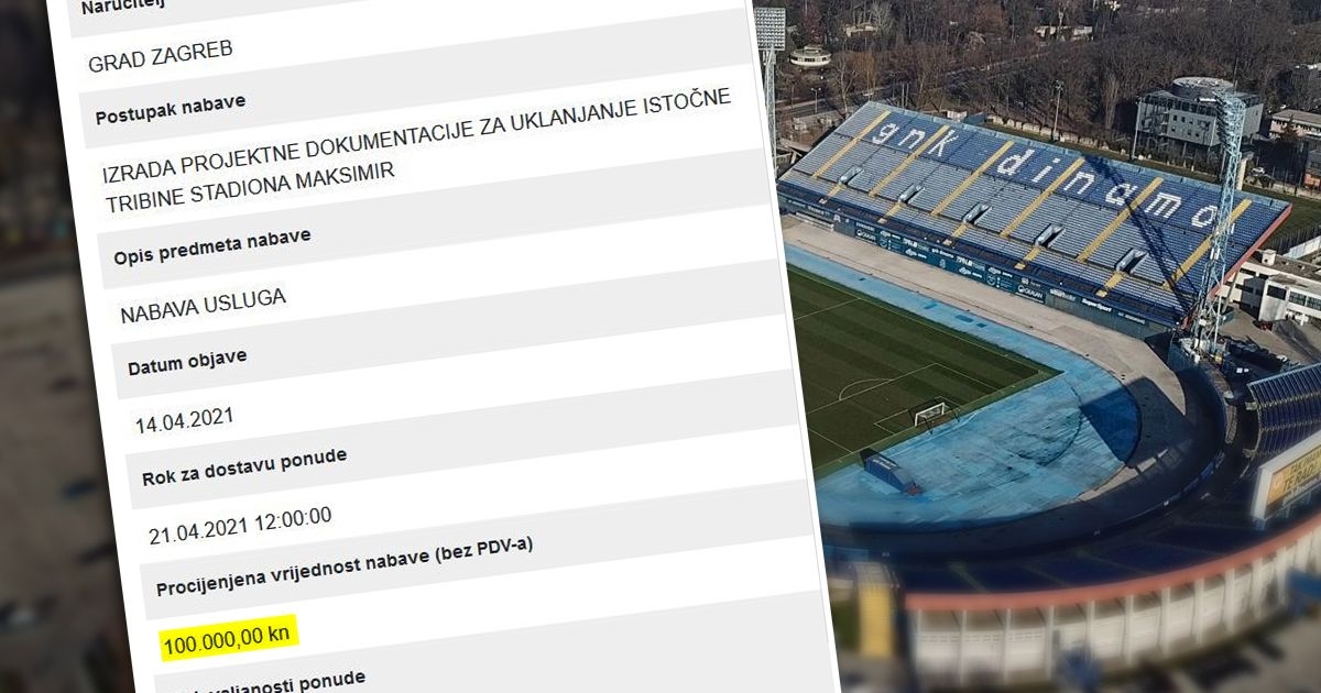Grad Zagreb danas je odlučio dati još 100.000 naših kuna za Dinamov stadion