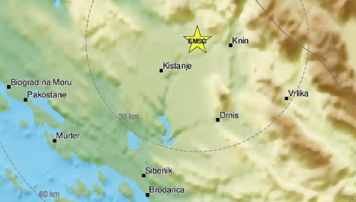 Slab potres kod Knina