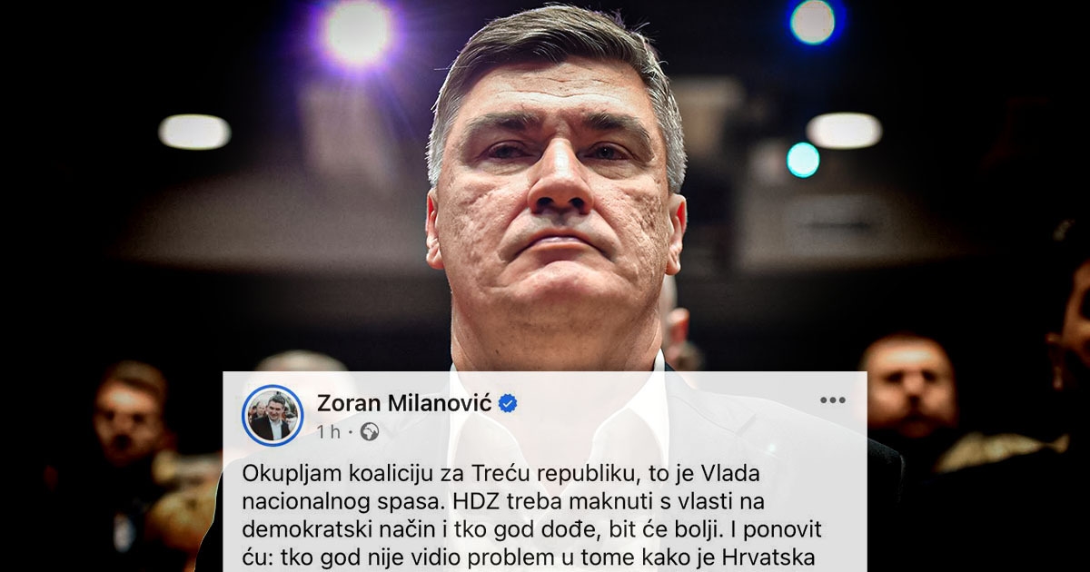 Milanović se javio na Fejsu: "HDZ treba maknuti. Tko god dođe, bit će bolji"