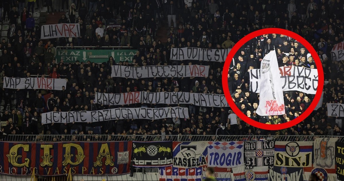 Torcida podigla transparent odsječene Marićeve glave i hrpu poruka o VAR-u