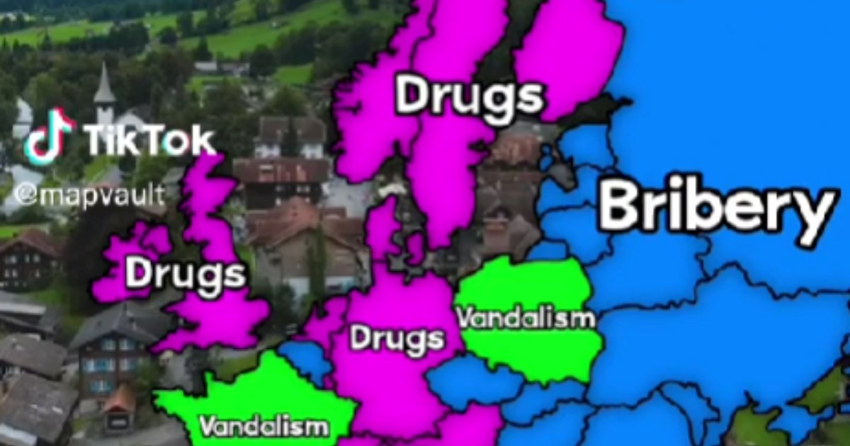 Karta na TikToku privukla pažnju: “Najčešći zločini u Europi”