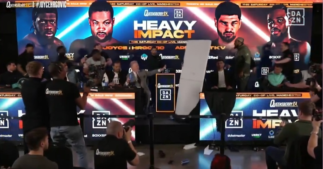 VIDEO Kaos pred Hrgovićevu presicu. Boksač prevrnuo stol, zaštitari reagirali