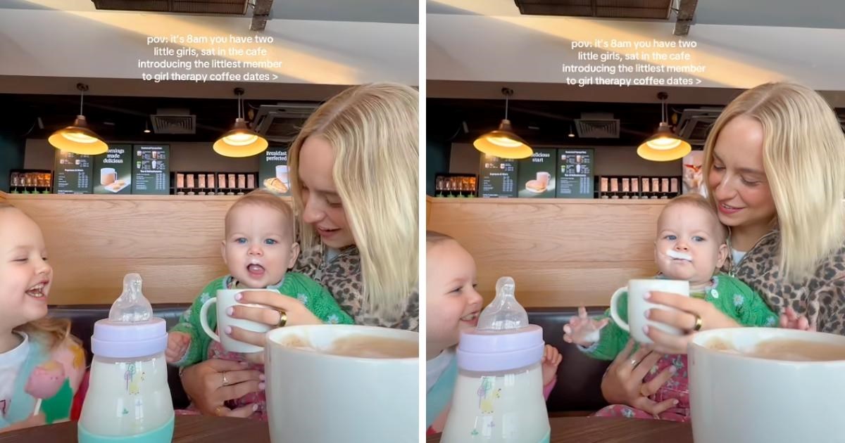 Mama snimila prvi odlazak na "kavu" s kćerima. Prizor je presladak