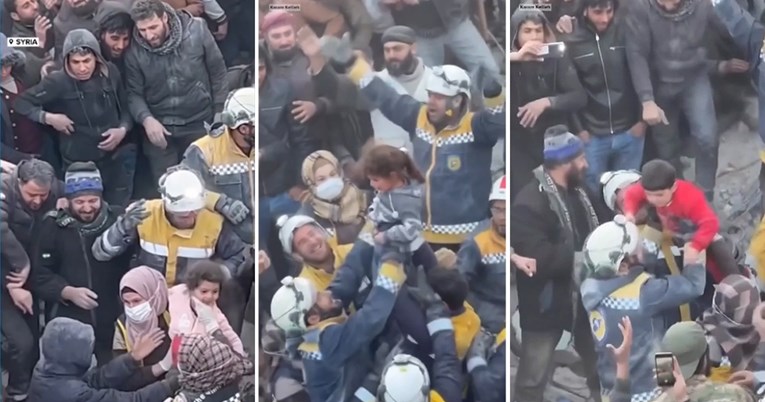 VIDEO Pogledajte oduševljenje nakon što je iz ruševina u Siriji spašena obitelj