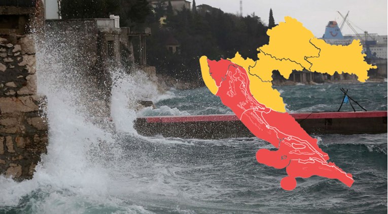 Crveni alarm: Odsječeni otoci, ogromni valovi, u Splitu snijeg. Najgore dolazi