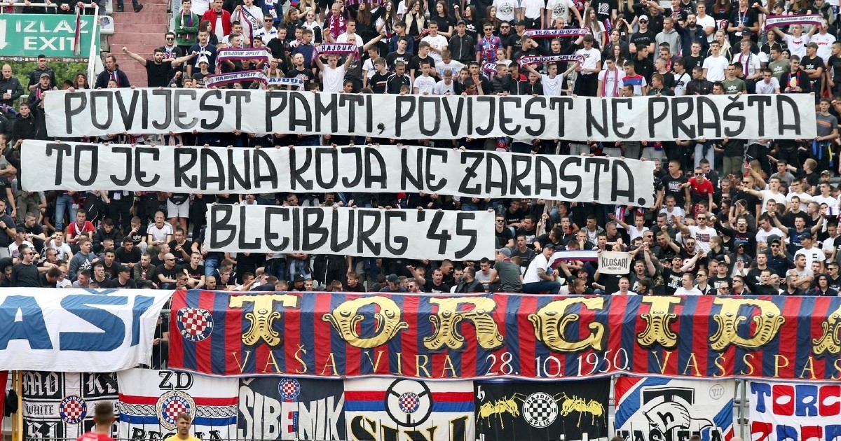 Torcida na Poljudu izvjesila transparent za žrtve Bleiburga: "Rana koja ne zarasta"